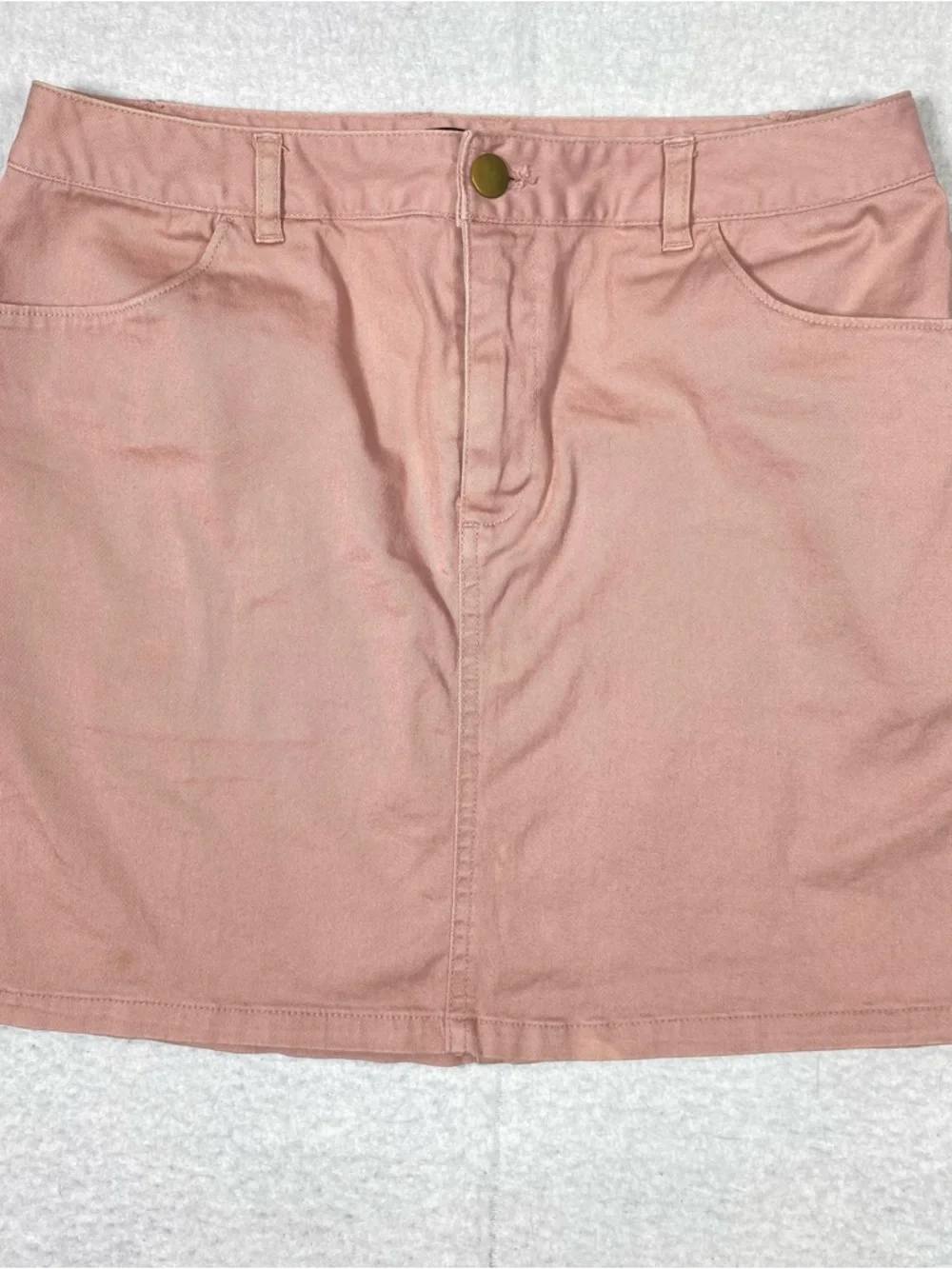 Forever 21 Mini Jean Skirt Women's M Dusty Rose Pink Y2K Pockets Flirty Denim